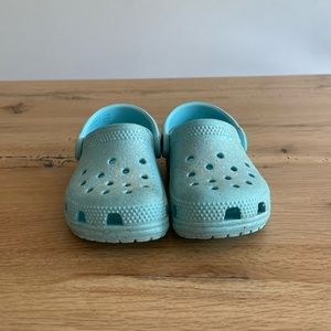 Baby Blue Sparkly Crocs Size 7